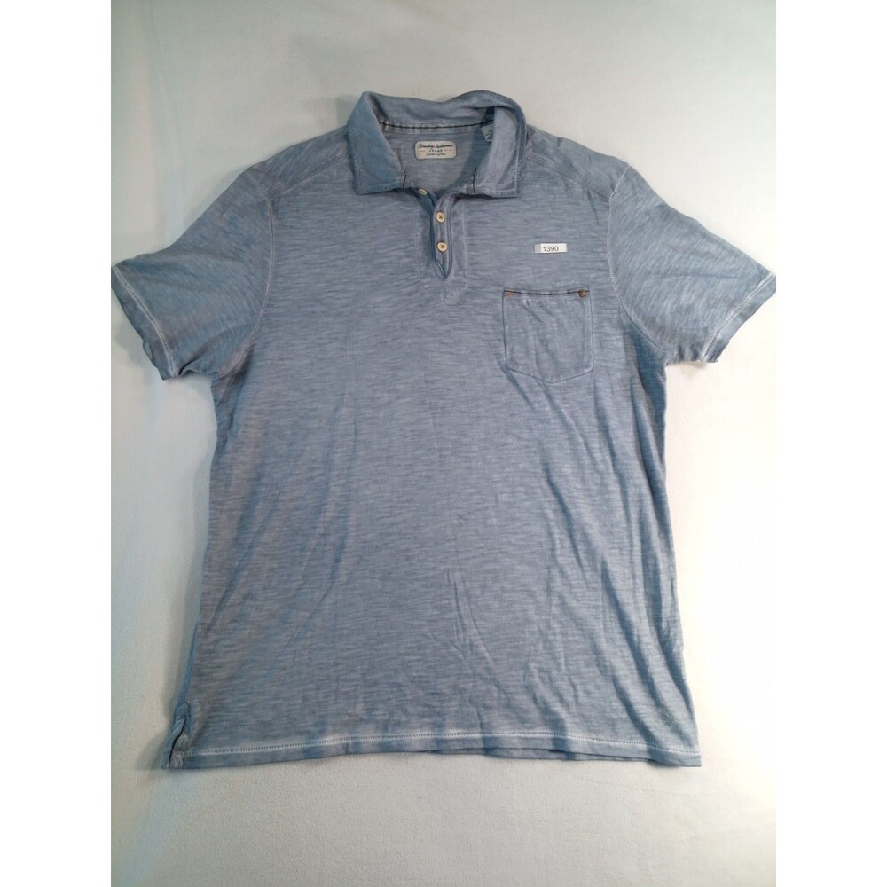 Tommy Bahama Jeans Polo Shirt Mens Medium Blue Island Modern Fit Pocket (P)